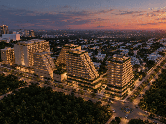 Vista aérea de departamentos de Lujo Aantik en Santa Gertrudis Copó Mérida